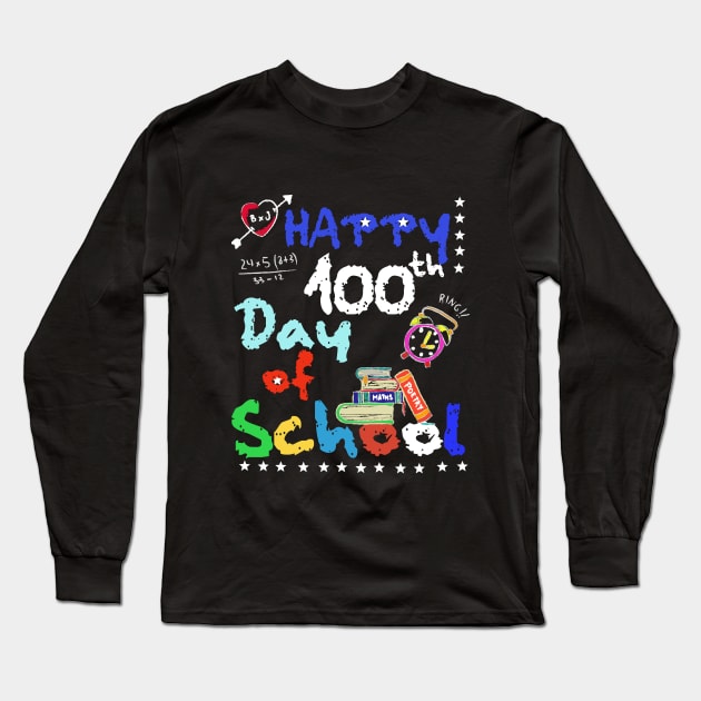 Happy 100th day of school Teacher Student Gift Long Sleeve T-Shirt by Bezra